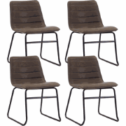 Set van 4 Industriële Eetkamerstoelen Mark Taupe Kunstleer - Zonder Ar...