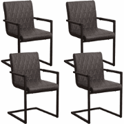 Set van 4 Eetkamerstoelen Ruben Industrieel Antraciet - Kunstleer - Me...