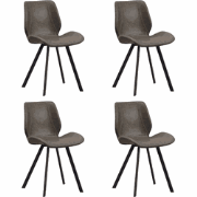 Set van 4 Eetkamerstoelen Industrieel Groen Kunstleer Barry - Zonder A...
