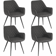 Set van 4 Industriële Eetkamerstoelen Cara Antraciet Ruitpatroon - Kun...