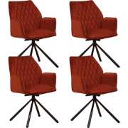 Set van 4 Draaibare Eetkamerstoelen Novan Koperkleurig Velvet – 180° D...