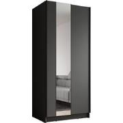 Meubella Kledingkast Salta - Zwart - 80 cm - Met spiegel
