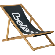 Beliani ANZIO - Tuinligstoel-Zwart-Polyester, Acaciahout