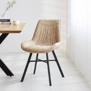 Set van 4 Eetkamerstoelen Jada Chenille Stof Beige - Zonder Armleuning...