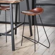 Set van 4 Barkrukken Bruin Leer Bruce - 67 cm - Zonder Rugleuning