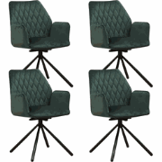 Set van 4 Draaibare Eetkamerstoelen Novan Groen Velvet – 180° Draaibaa...