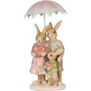 Clayre & Eef Beeld Konijn 15 cm Bruin Roze Polyresin Paasdecoratie