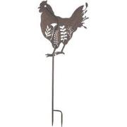 Clayre & Eef Tuinsteker Kip 47x2x124 cm Bruin Metaal Tuinprikker