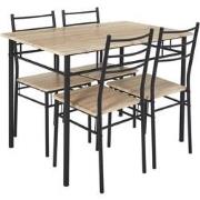 Eettafel-set Loka met 4 stoelen 110x76x70cm - Bruin/Zwart