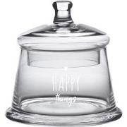 Clayre & Eef Voorraadpot Deksel  Ø 12x13 cm Glas Rond Hart Happy thing...