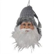 Clayre & Eef Hanger Kerstman 10x9x28 cm Grijs Kunststof Kerstboomversi...