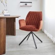 Draaibare Eetkamerstoel Koperkleurig Velvet Novan – 180° Draaibaar