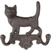 Clayre & Eef Wandkapstok Kat 16x4x16 cm Bruin Metaal
