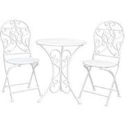 Clayre & Eef Bistroset Bistrotafel Bistrostoel 3-delig  Ø 60x70 Wit Ij...