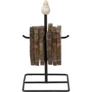 Clayre & Eef Onderzetters voor Glazen Kip 11x11x22 cm Bruin Hout Onder...
