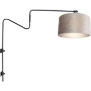 Anne Lighting - wandlamp - Linstrom - zwart - metaal velours stof - sc...