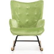 Aemely® Schommelstoel 'Steerne' - Dino Groen Velvet, Blank Hout
