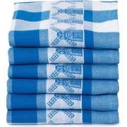Twentse Damast Theedoekenset - 6 stuks - Molen Blauw