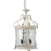 Clayre & Eef Hanglamp  Ø 32x60/132 cm Beige Ijzer Glas Rond Hanglamp E...