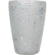 Clayre & Eef Theelichthouder  Ø 9x13 cm Wit Glas Rond Waxinelichthoude...
