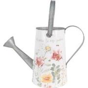Clayre & Eef Decoratie Gieter  36x17x25 cm Wit Metaal Bloemen WELCOME ...