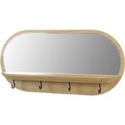 Wandspiegel met plank en zwarte metalen haken - L35 cm