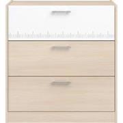 Ladenkast 3 laden Licht Hout en Wit Decor L78 cm - Charly