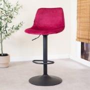 Draaibare Barkruk Nora Bordeaux Velvet Stof - Verstelbaar - Zonder Arm...