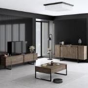 Meubelset Walnoot Luxe - Salontafel + TV Meubel + Dressoir - Zwart Fra...