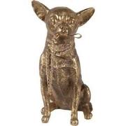 Clayre & Eef Beeld Hond 13x9x18 cm Goudkleurig Polyresin Woonaccessoir...
