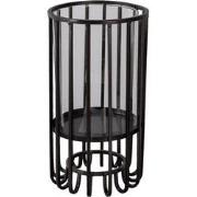 Clayre & Eef Windlicht  Ø 16x30 cm Zwart Metaal Rond Kaarsenhouder