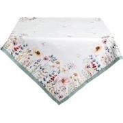 Clayre & Eef Tafelkleed  150x250 cm Wit Groen Katoen Rechthoek Bloemen...