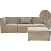 Beliani LEMVIG - Driezitsbank-Beige-Corduroy