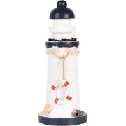Clayre & Eef Decoratie Vuurtoren Ø 6x15 cm Wit Blauw Houtproduct