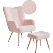 Beliani VEJLE - Fauteuil-Roze-Bouclé