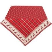 Clayre & Eef Vierkant Tafelkleed Kerst  100x100 cm Rood Beige Katoen V...