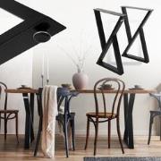 2 tafelpoten B40xH71 cm X-vormige tafellopers van gepoedercoat staal, ...