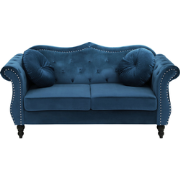 Beliani SKIEN - Tweezitsbank-Blauw-Fluweel