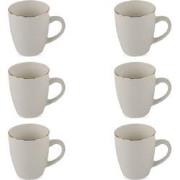 OTIX Koffiekopjes met oor - Mokken Set - Koffietassen - Wit - met Goud...