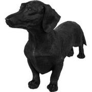 Clayre & Eef Decoratie Beeld Hond 37x11x23 cm Zwart Kunststof