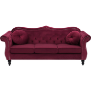 Beliani SKIEN - Driezitsbank-Rood-Fluweel