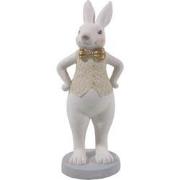 Clayre & Eef Beeld Konijn 9x8x20 cm Wit Polyresin Woonaccessoires