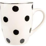 Clayre & Eef Mok  350 ml Wit Zwart Porselein Stippen Theemok