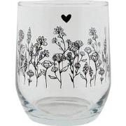 Clayre & Eef Waterglas  300 ml Glas Bloemen Drinkbeker