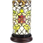 LumiLamp Tiffany Tafellamp  Ø 15x26 cm  Groen Beige Glas Rond Bloem Ti...