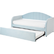 Beliani EYBURIE - Onderschuifbed-Blauw-Fluweel