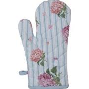 Clayre & Eef Ovenwant  18x30 cm Blauw Roze Katoen Hortensia Ovenhandsc...