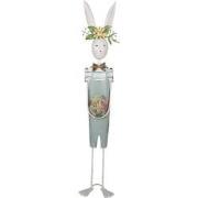 Clayre & Eef Decoratie Beeld Konijn 87 cm Wit Groen IJzer