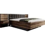 Meubella Tweepersoonsbed Borna - Donker eiken - Grijs eiken - 180x200 ...