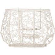 Clayre & Eef Opbergmand 23x14x16 /28cm Wit Metaal Keuken Mandjes
